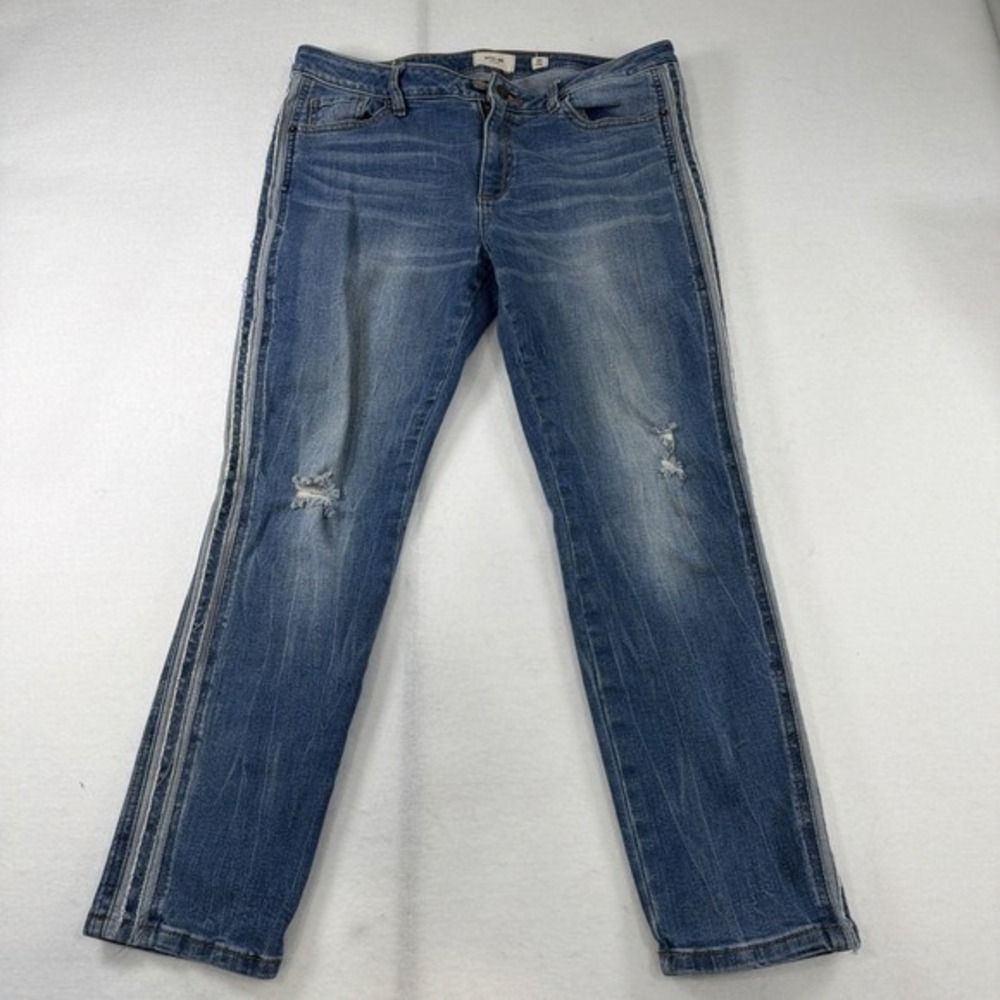 Miss Me Womens Distressed Slim Straight Side Stripe Blue Jeans Size 28